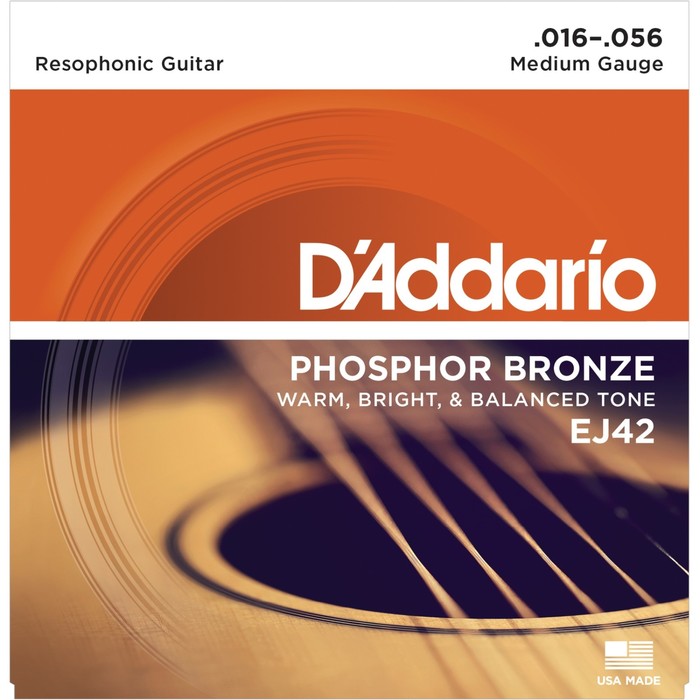 Струны D'Addario EJ42 Resophonic  для резонаторной (добро) гитары, ф/б, 16-56,