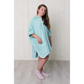 Халат-пончо для девочки, размер 80 × 60 см, бирюзовый, махра