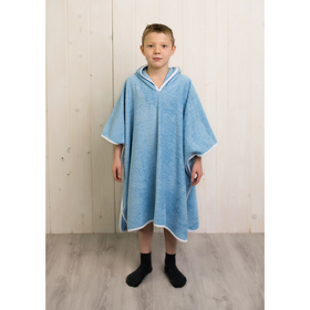 Халат-пончо для мальчика, размер 80 × 60 см, голубой, махра