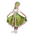Русский народный костюм "Хохлома", платье, кокошник, цвет зелёный, р-р 30, рост 110-116 см - фото 1596450