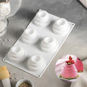 Форма для муссовых десертов и выпечки Доляна «Пирамиды», 30×17,5 см, 6 ячеек, цвет белый