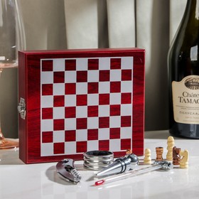 Wine set, 4 items: thermometer, ring, corkscrew, stopper, chess included