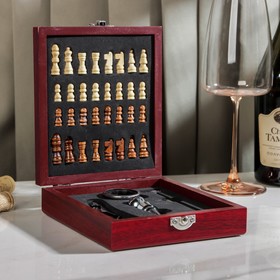Wine set, 4 items: thermometer, ring, corkscrew, stopper, chess included