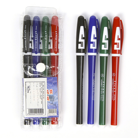 Set of gel pens, 4 colors, colored case with white inserts, in a blister on the button