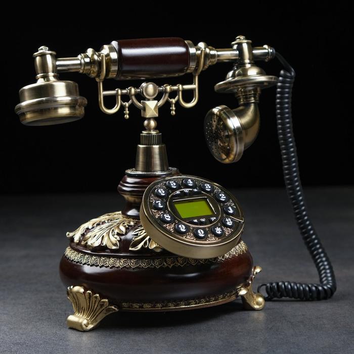 Ретро-телефон "Круг", выложенный лаврами, полистоун, 23х26 см