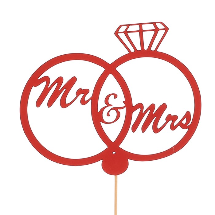 Топпер «Свадебные кольца Mr&amp;Mrs», красный, 12х10 см