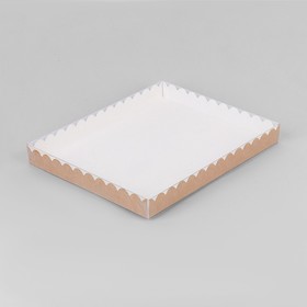Коробочка для печенья с PVC крышкой, крафт 23,5 х 30 х 3 см