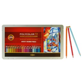 Карандаши художественные 72 цвета, Koh-I-Noor PolyColor 3827, мягкие, в металлическом пенале
