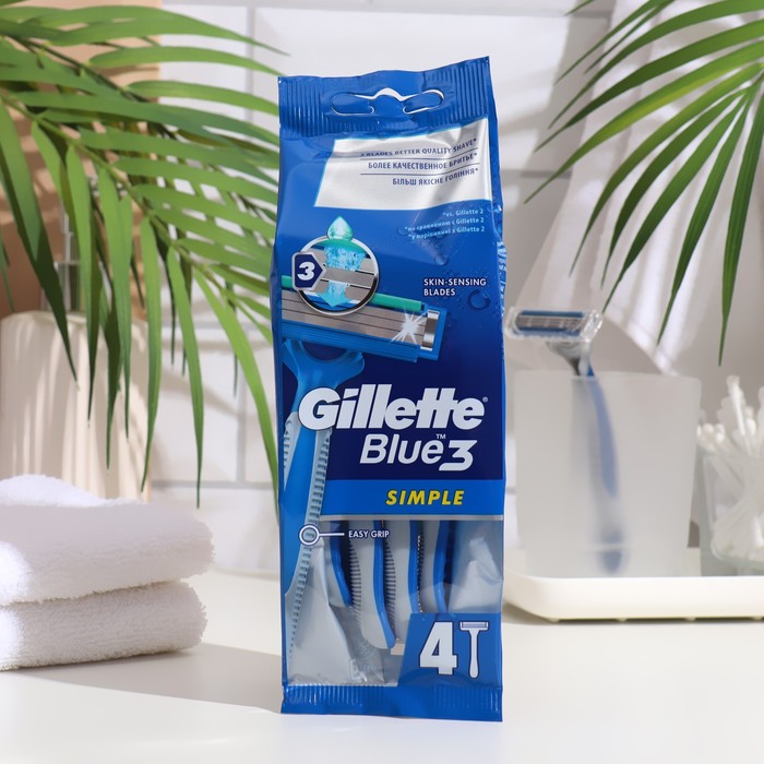 Станок бритвенный одноразовый Gillette Blue Simple3, 4 шт