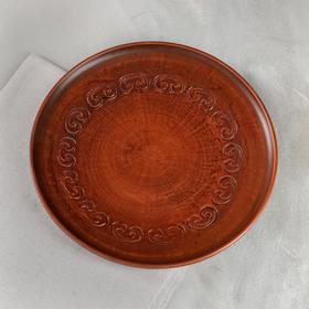 Тарелка "Плоская", с декором, красная глина, 24 см