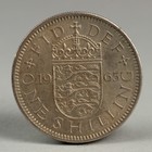 Монета "1 шиллинг 1965 Великобритания Английский герб - 3 льва внутри коронованного щита"