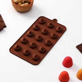 Форма для шоколада Доляна «Трюфель», 20,5×10,5 см, 15 ячеек (d=2,2 см), цвет шоколадный