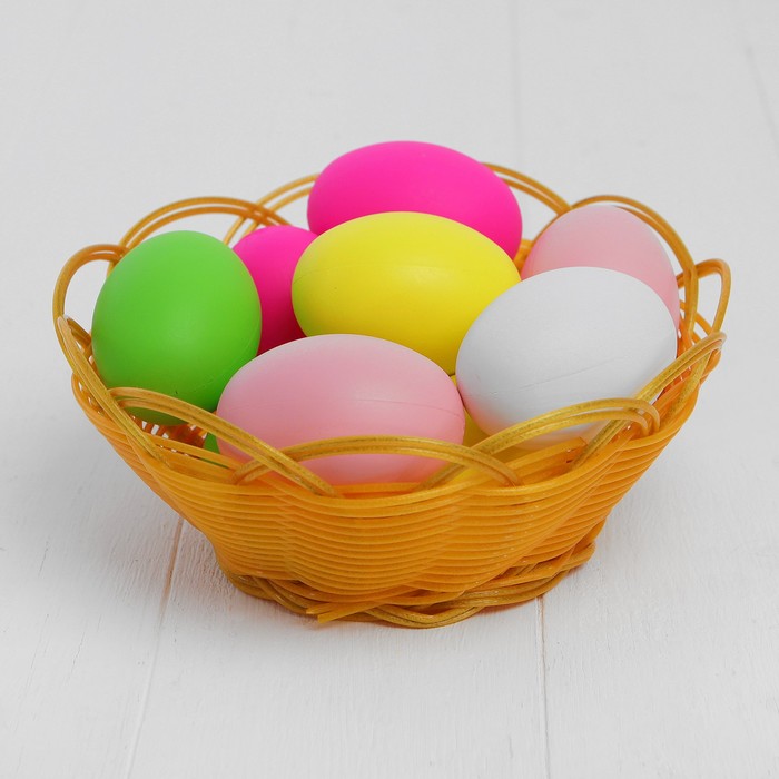 Набор яиц для декорирования, 10 шт, в корзинке, цвета МИКС