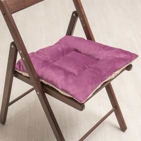 Подушка на стул квадратная 45х45см, высота 5см, велюр сиреневый, серый, синтет. волокно