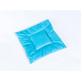 Подушка на стул квадратная 45х45см, высота 5см, велюр голубой, бежевый, синтет. волокно