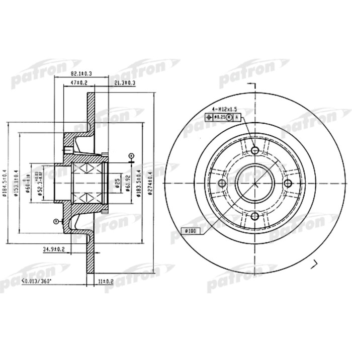 Диск тормозной Patron PBD7010