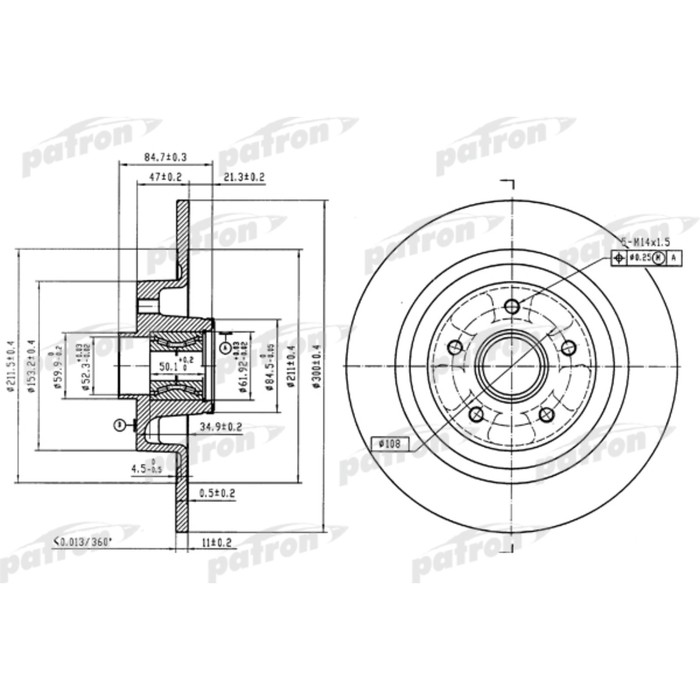 Диск тормозной Patron PBD7012