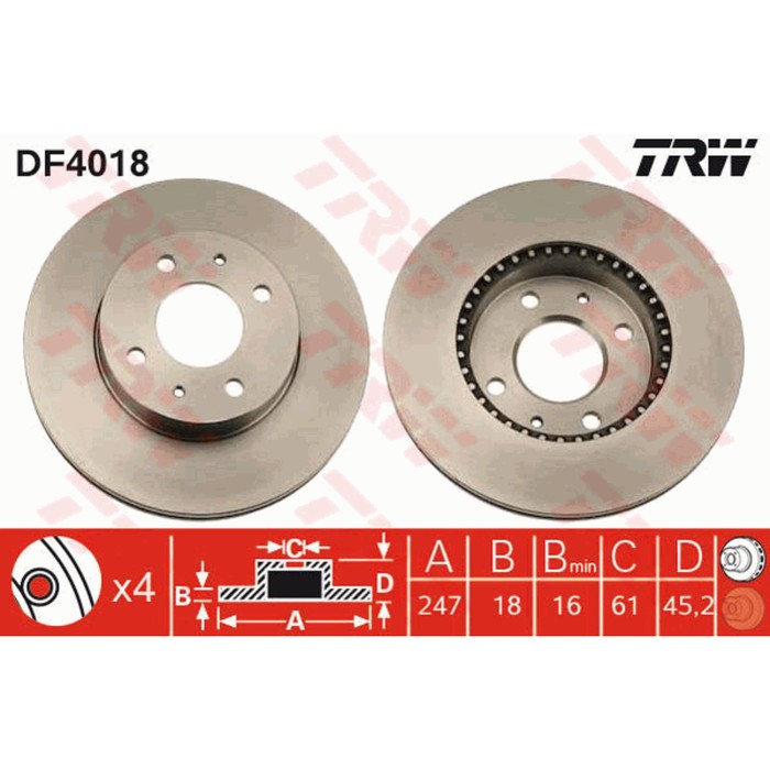 Диск тормозной TRW DF4018