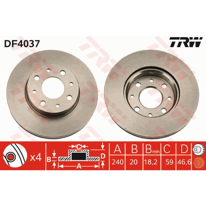 Диск тормозной TRW DF4037