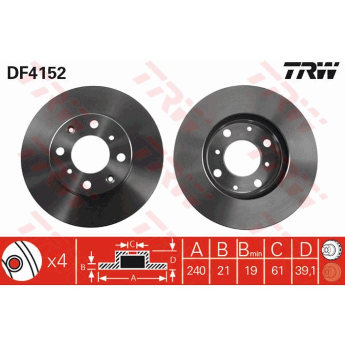 Диск тормозной TRW DF4148S