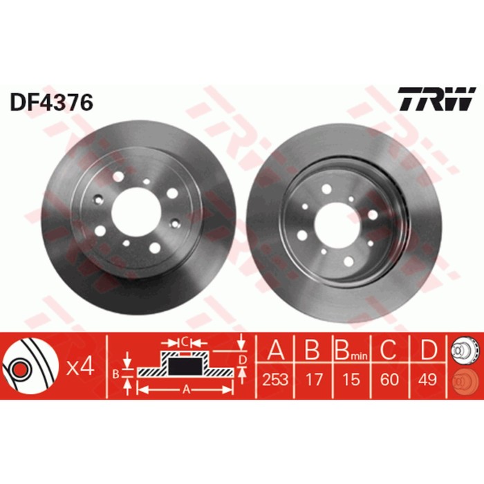 Диск тормозной TRW DF4376