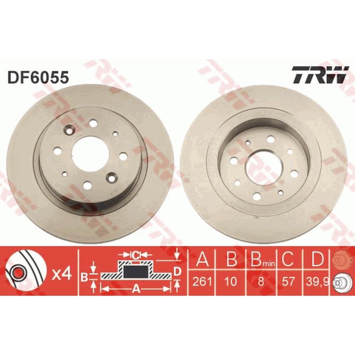 Диск тормозной TRW DF6055