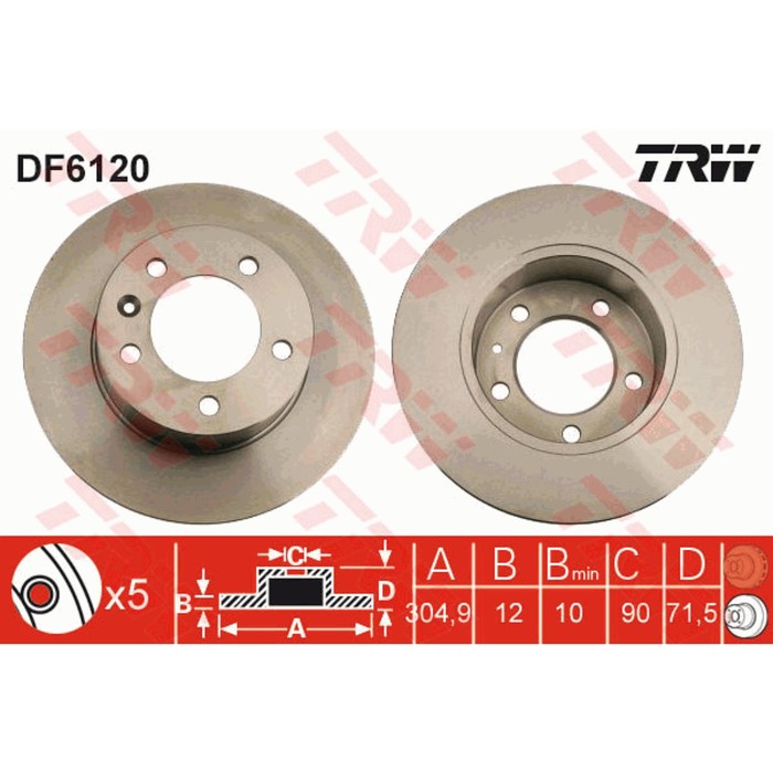 Диск тормозной TRW DF6120