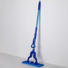 Швабра для мытья пола плоская со складным отжимом Доляна, насадка микрофибра 35×12 см, телескопическая ручка 102-130 см, цвет синий - фото 908925