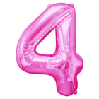 Foil balloon 16" Figure 4, individual packing, color pink Foil balloon 16" Figure 4, individual packing, color pink