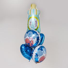 Букет из шаров "Бутылочка",  фольга, набор из 5 шт, цвет голубой