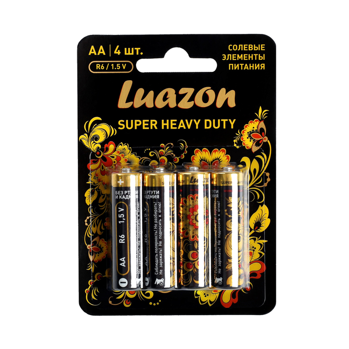 Солевая батарейка Luazon АА R6, super heavy duty