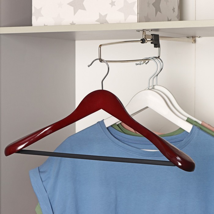 Вешалка-плечики для верхней одежды с перекладиной Доляна, размер 48-50, цвет орех - фото 5314103