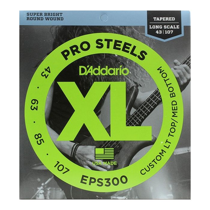 Струны для бас-гитары D'Addario EPS300 ProSteels  Lt top/Med bottom, 43-107