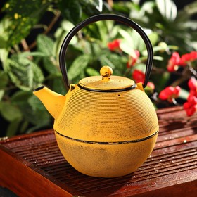 Чайник «Аман», 1 л, с ситом , с эмалированным покрытием, цвет жёлтый
