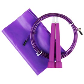 Набор для фитнеса: эспандер ленточный, скакалка скоростная, цвет фиолетовый