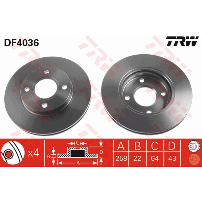 Диск тормозной TRW DF4036