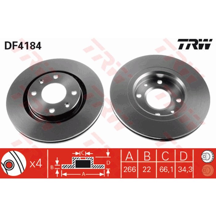 Диск тормозной TRW DF4184