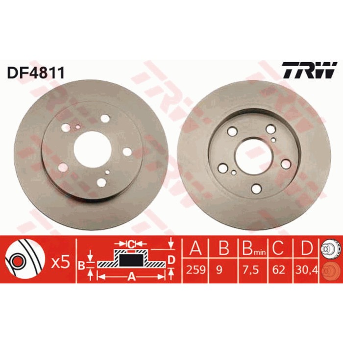 Диск тормозной TRW DF4811