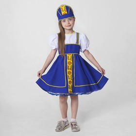 Костюм русский народный, платье, кокошник, рост 122-128 см, 6-7 лет, цвет синий в Донецке