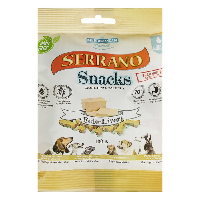 Лакомство Serrano Snacks для собак с высокой активностью, печень, 100 г