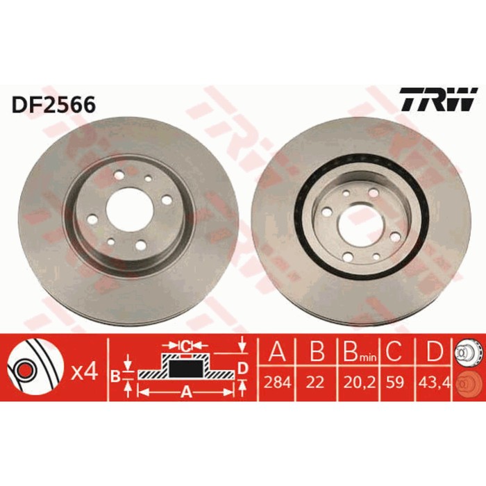 Диск тормозной TRW DF2566