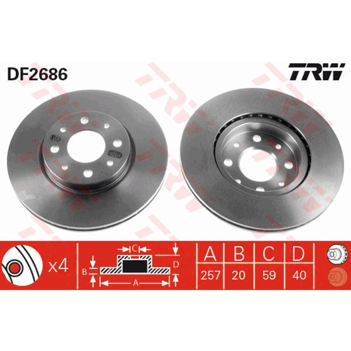 Диск тормозной TRW DF2686