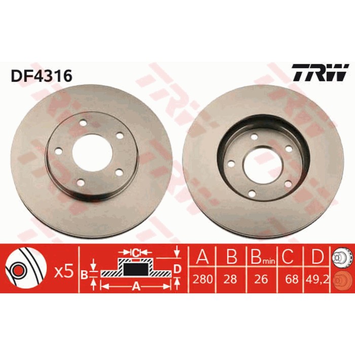 Диск тормозной TRW DF4316