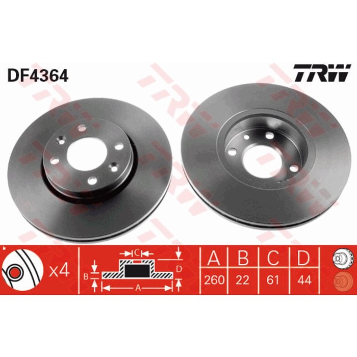 Диск тормозной TRW DF4364