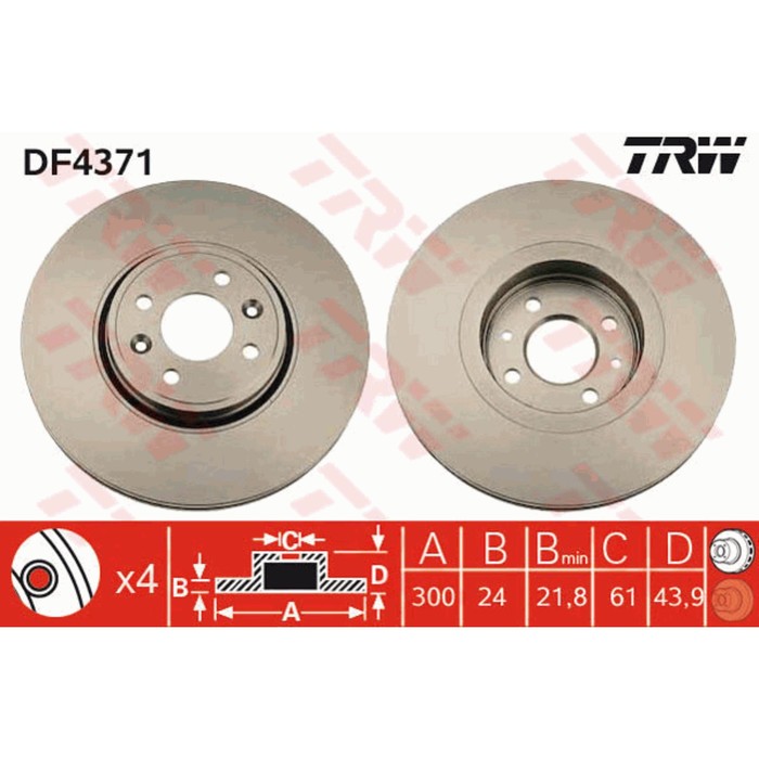 Диск тормозной TRW DF4371