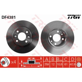Диск тормозной TRW DF4381 3111384