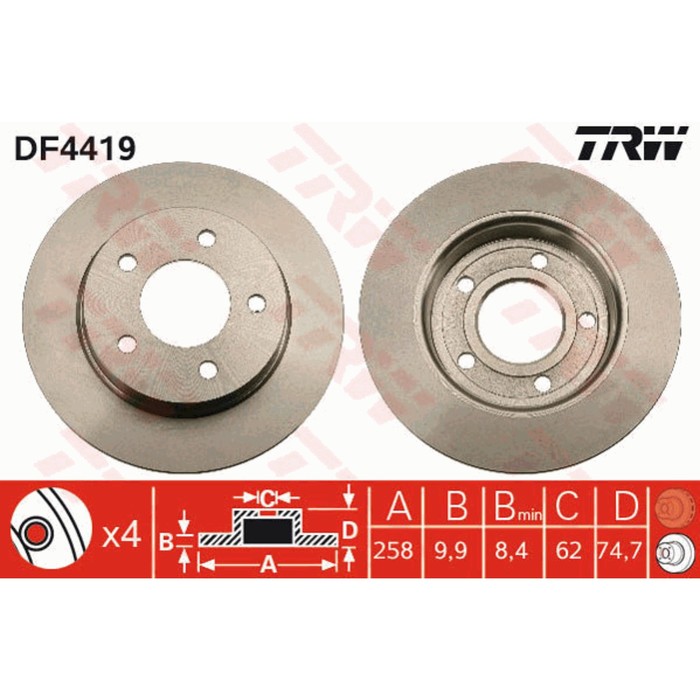 Диск тормозной TRW DF4419