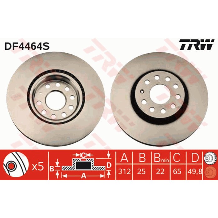 Диск тормозной TRW DF4464S