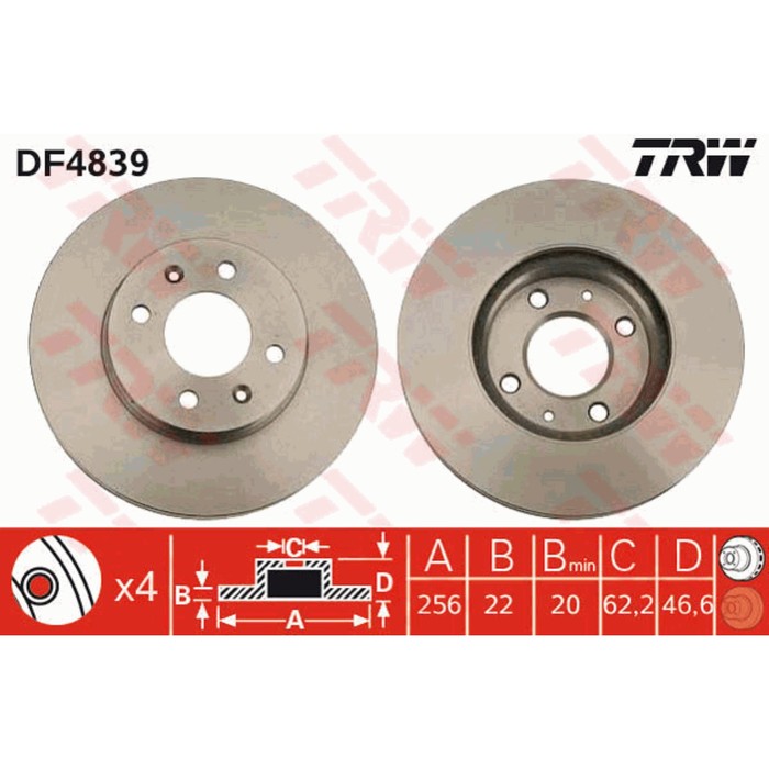 Диск тормозной TRW DF4839