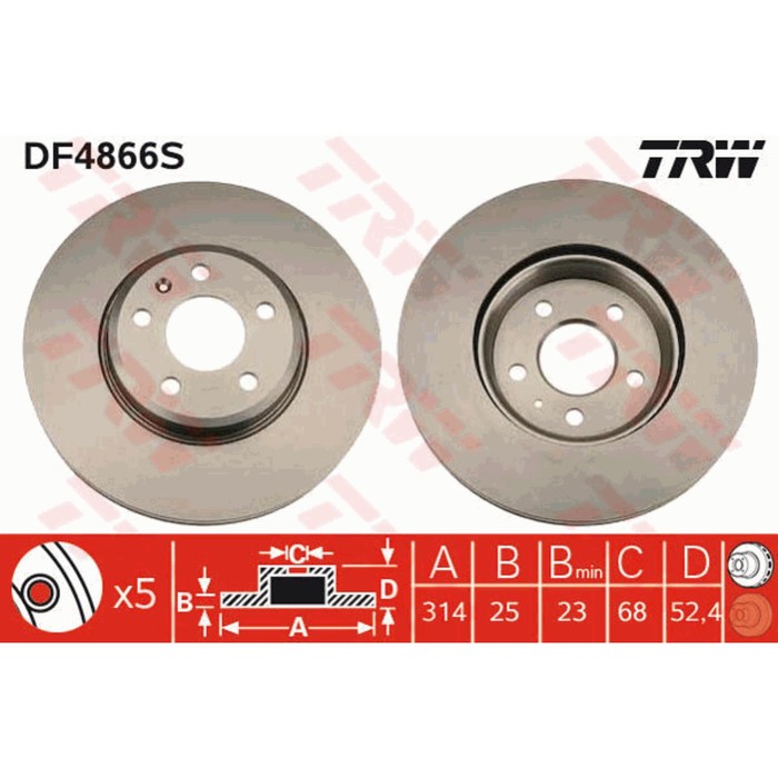 Диск тормозной TRW DF4866S